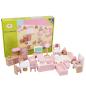 Preview: Großhandel B2B Kinderspielhaus Puppenhaus Möbelset Mini Rosa Spielset aus Holz